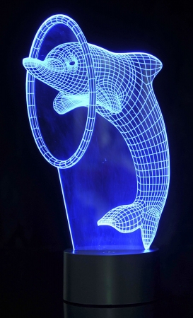 T Tg2856 Optical Illusion 3d Dolphin Lighting