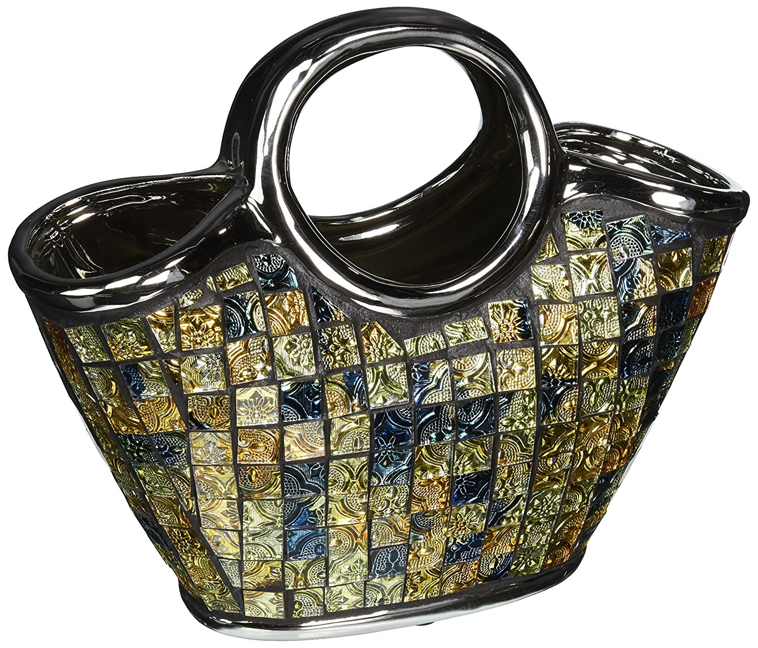 Dmcv003 Purse Decorative Ceramic & Glass Floral Vase - 10.75 X 5.25 X 9.5 In.