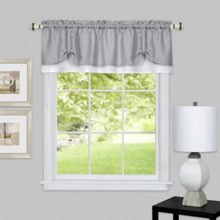 K 58 X 14 In. Darcy Window Curtain Valance, Grey & White