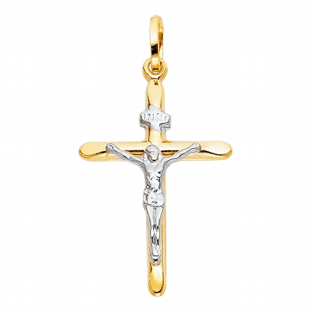 Jewelry 14k Two-tone Gold Crucifix Religious Pendant
