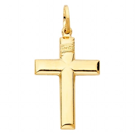 Jewelry 14k Yellow Gold Traditional Cross Religious Pendant