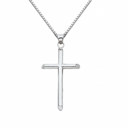 UPC 608729894414 product image for Jewelry 14k White Gold Traditional Cross Religious Pendant with 1-mm Box Chain | upcitemdb.com