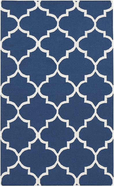 Awhd1013-810 8 X 10 Ft. Rectangle York Mallory Hand Flatweave Area Rugs - Royal Blue & Ivory