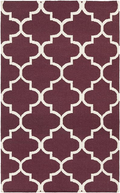 Awhd1016-23 2 X 3 Ft. Rectangle York Mallory Hand Flatweave Area Rugs - Plum & Ivory