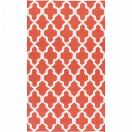 Awhd1001-58 5 X 8 Ft. Rectangle York Olivia Hand Flatweave Area Rugs - Coral & Ivory