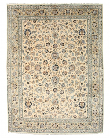Ooak-14538 10 Ft. 7 X 14 Ft. 4 Hand Knotted Wool Persian Kashan Traditional Oriental Rug, Beige - Rectangle