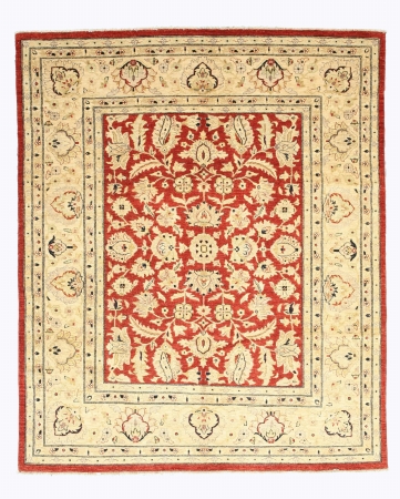 Ooak-9458 8 X 9 Ft. 7 Hand Knotted Wool Peshawar Traditional Oriental Rug, Red - Rectangle