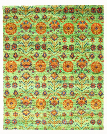 Pj101gn9x12 9 X 12 Ft. Hand Knotted Sari-silk Kotan Transitional Oriental Rug, Green