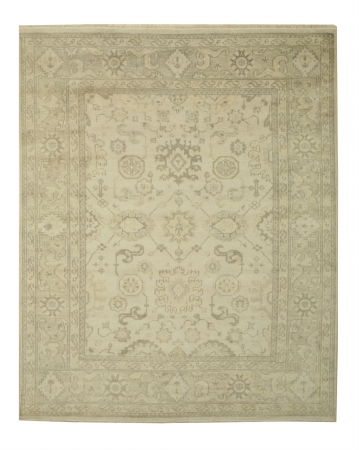 12 X 15 Ft. Hand Knotted Wool Monochrome Oushak Traditional Oriental Rug, Ivory - Rectangle