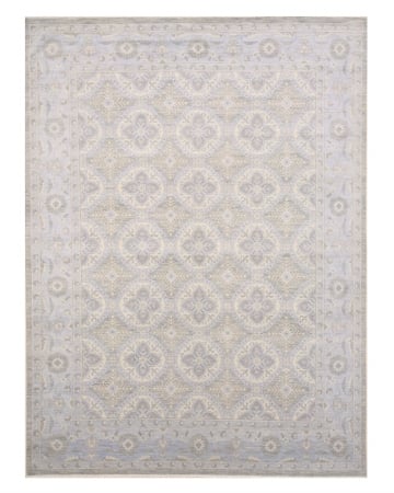 28270 9 X 12 Ft. Hand Knotted Wool Kotan Farahan Traditional Geometric Rug, Blue - Rectangle