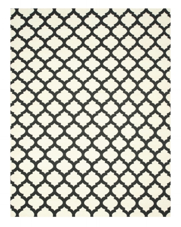 Dm11bk8x10 8 X 10 Ft. Handmade Wool Reversible Modern Moroccan Kilim Casablanca Transitional Trellis Rug, Black - Rectangle