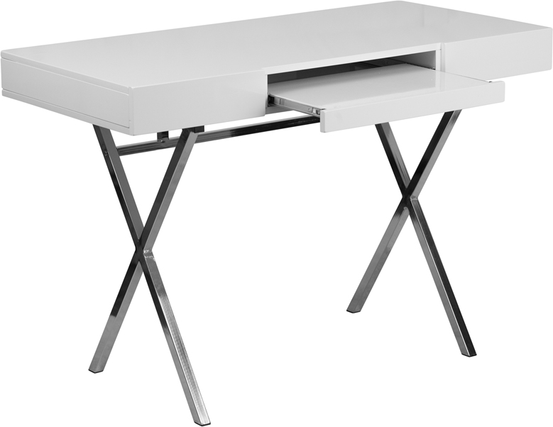 Nan-jn-2960-gg 45.25 X 21.75 In. Computer Desk With Keyboard Tray & Drawers, White