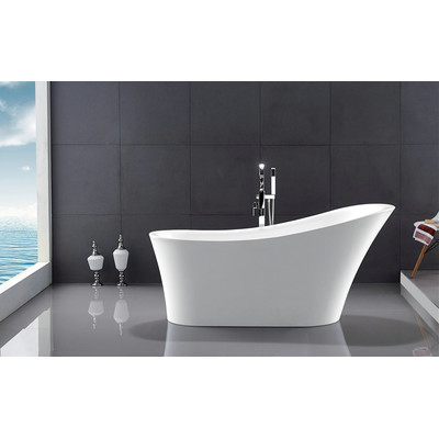 We6843 67 In. White Ellipse Acrylic Tub - No Faucet - 66.9 X 31.5 X 31.1 In.