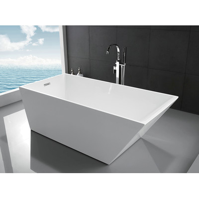 We6844 67 In. White Rectangle Acrylic Tub - No Faucet - 66.9 X 31.5 X 23.6 In.