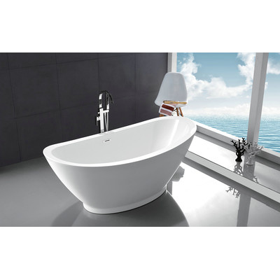 We6845 69 In. White Double Ended Acrylic Tub - No Faucet - 68.9 X 33.5 X 27.2 In.