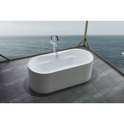 We6847 66 In. White Ellipse Acrylic Tub - No Faucet - 66.1 X 30.9 X 22.4 In.
