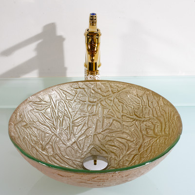 Temper Glass Vessel Sink, Champagne Gold - 16.5 X 16.5 X 5.5 In.