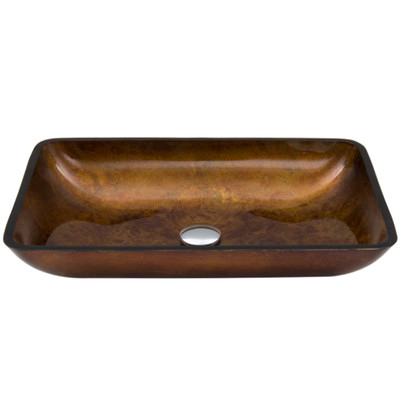 Temper Glass Vessel Sink, Metallic Gold & Bronze - 22.2 X 14 X 4.3 In.