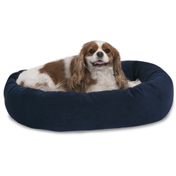 Majestic Pet 78899567204 24 In. Navy Suede Bagel Dog Bed