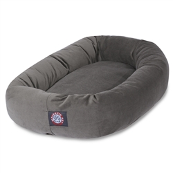 Majestic Pet 78899567303 32 In. Gray Suede Bagel Dog Bed