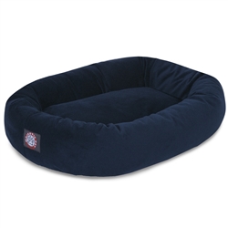 Majestic Pet 78899567304 32 In. Navy Suede Bagel Dog Bed