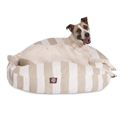 Majestic Pet 78899551106 Vertical Stripe Sand Large Round Dog Bed