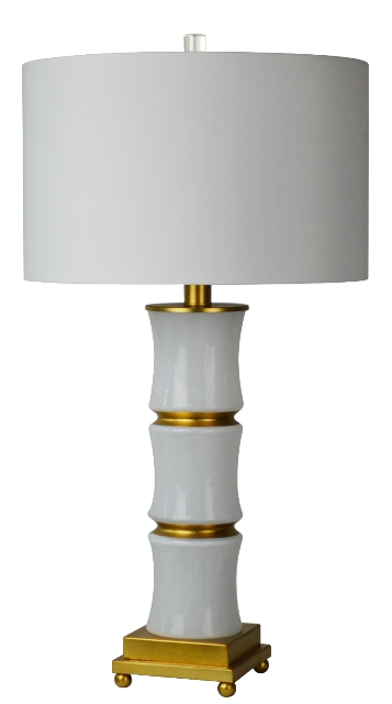 130039 Shelia Table Lamp, White & Gold Leaf