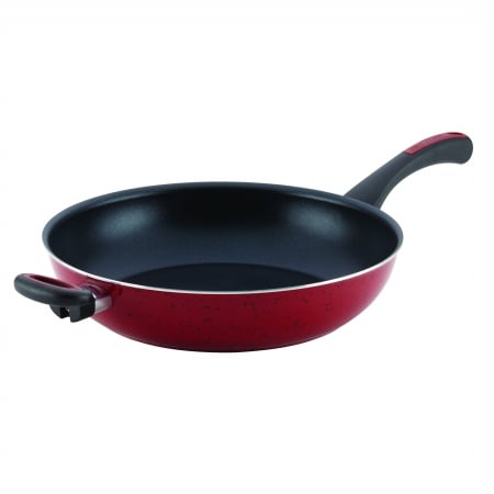 16993 12.5 In. Riverbend Aluminum Nonstick Deep Skillet With Helper Handle, Red Speckle - Pack Of 3