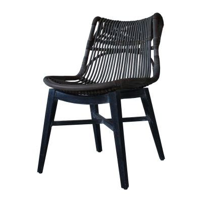 7100002 33 X 20 X 26 In. Iria Rattan Chair Black White Wash Legs, Gray White Wash - Set Of 2