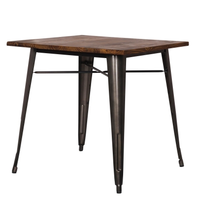 9300020-gm 30 X 30 X 30 In. Metropolis Kd Metal Dining Table Wood Top, Gunmetal
