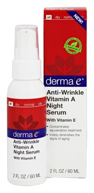 Derma E 230210 Facial Moisturizer Anti-wrinkle Vitamin A Night Serum - 2 Fl. Oz
