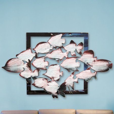 G Debrekht 98537sx-36 Aquatic Fish Wooden Decorative Wall Art, Multicolor