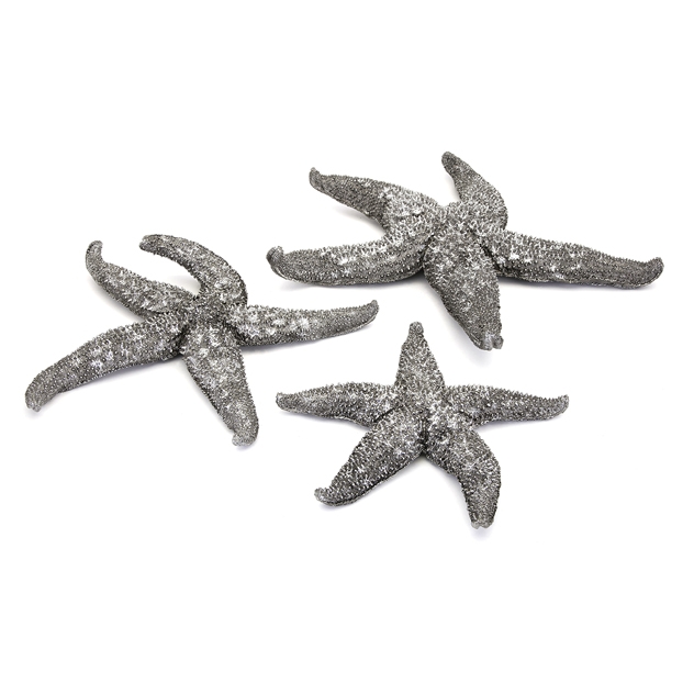 Magali Starfish Wall Decors, Silver - Set Of 3