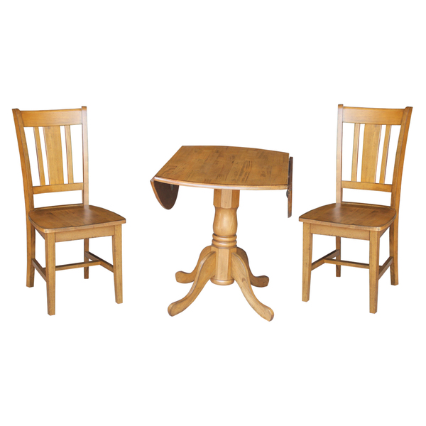 K59-42dp-c10 42 In. Dual Drop Leaf Table With 2 San Remo Chairs - Set Of 3 Pieces