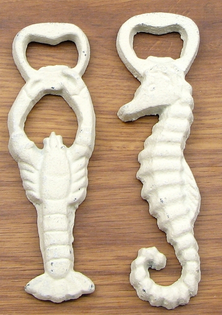 0170s-10319 Seahorse & Lobster Bottle Openers - Set Of 2