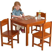 7.5 X 27.5 X 31.5 In. Farmhouse Table & 4 Chairs - Pecan