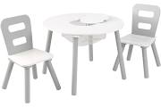 26166 26.57 X 3.54 X 26.57 In. Round Storage Table & Chair Set - Gray & White