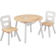 27027 3.5 X 26 X 26 In. Round Table & 2 Chair Set White & Natural