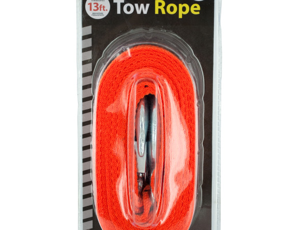 Bulk Buys Ol491-4 Nylon Tow Rope With Metal Hooks - 4 Piece