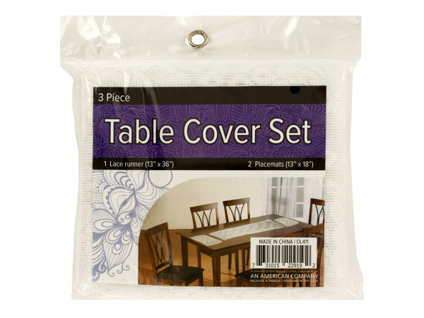 Bulk Buys Ol411-4 Lace Table Cover Set With Placemats - 4 Piece