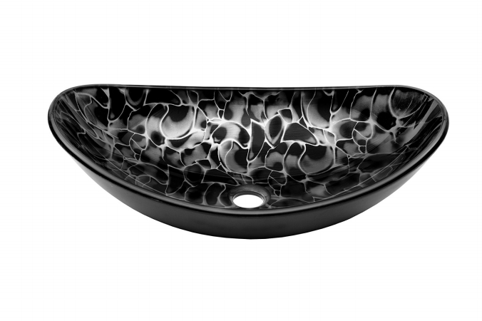 Nohp-g012-8031bn Tartaruga Oval Glass Vessel Bathroom Sink Set, Brushed Nickel