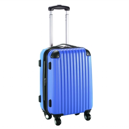 Online Gym Shop Cb16934 20 In. Expandable Abs Carry On Luggage Travel Bag Trolley Suitcase, Navy