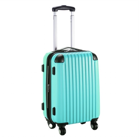 Online Gym Shop Cb16932 20 In. Expandable Abs Carry On Luggage Travel Bag Trolley Suitcase, Green