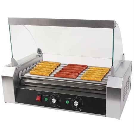 Online Gym Shop Cb16930 Hot Dog Grill Cooker Machine With Cover For 18 Hotdog & 7 Roller