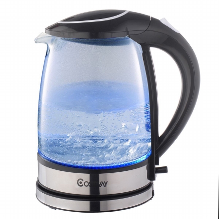 Online Gym Shop Cb16927 Electric Glass Kettle Hot Water With Blue Led Light 1500 Watts, 2.0 L