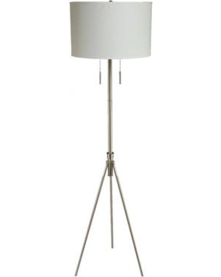 31171f-sn 58 In. To 72 In. Mid-century Adjustable Tripod Silver Floor Lamp