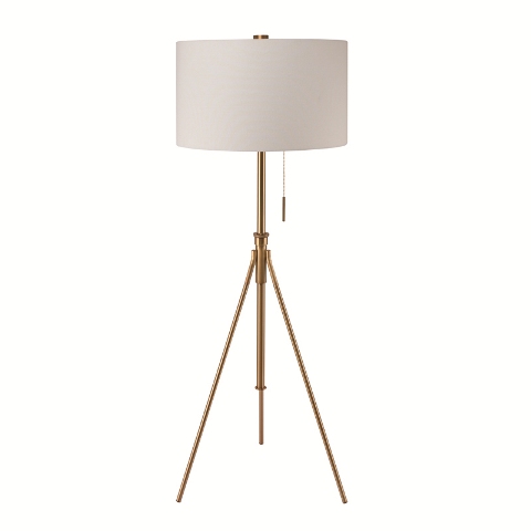 31171f-sg 58 In. To 72 In. Mid-century Adjustable Tripod Gold Floor Lamp
