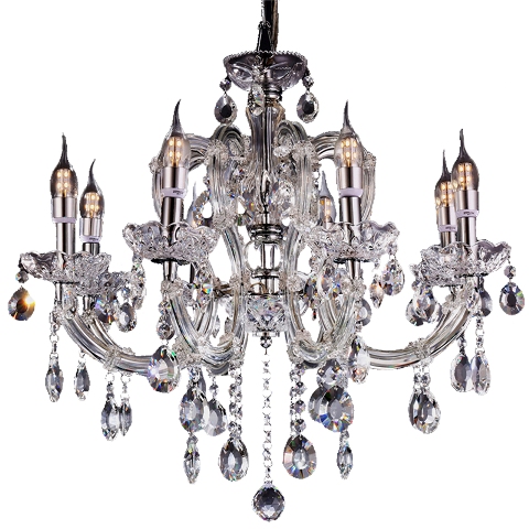 K-5801h 25.25 X 22 In. Fleur Crystal Chandelier With Led Lights, Clear