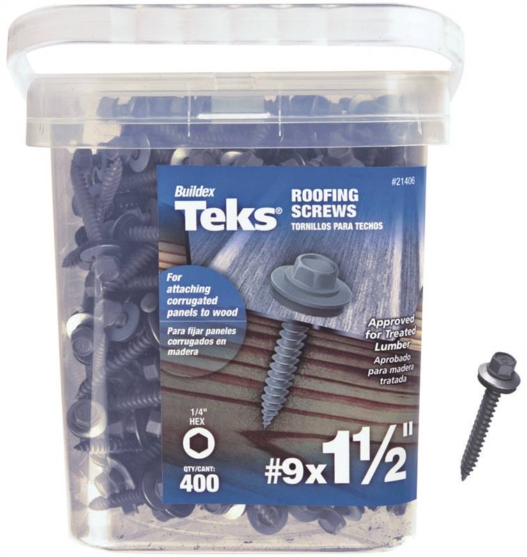 Teks 455683 21406 9 X 1.5 In. Hex Washer Head Roofing Screw
