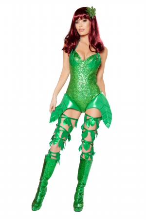 10041-as-s 1 Piece Poisonous Villain Adult Costume, Green - Small
